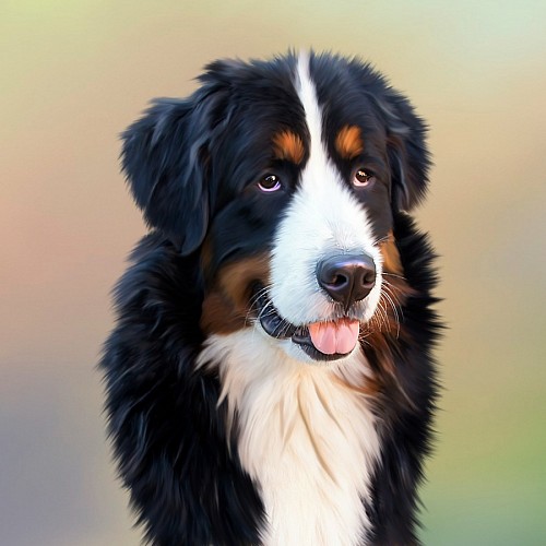 loving-couple  Realistic drawing of a dog Berner