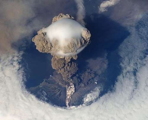 volcano Volcanic eruption top view