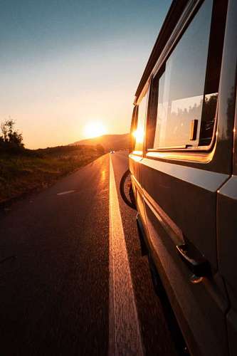 Sunset in the road