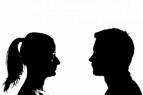 Silhouette man and woman