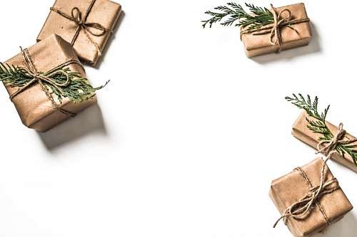 christmastime Christmas gift box with white background