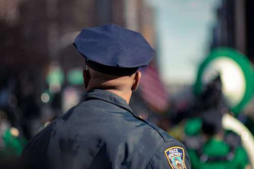 officer-military-rank close-up of a policeman on his back