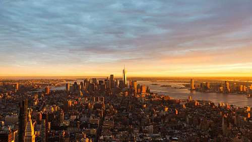 Cityscape of New York at Sunset
