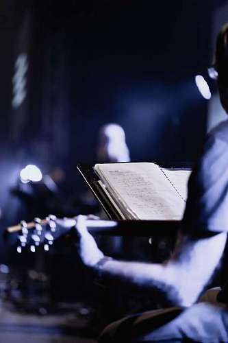 melody close-up of the musician's scores playing