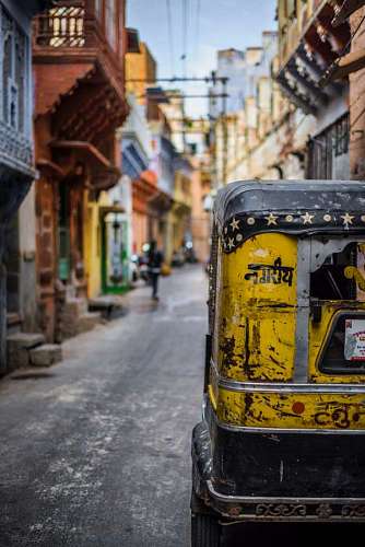 Cityscape on a typical street in India