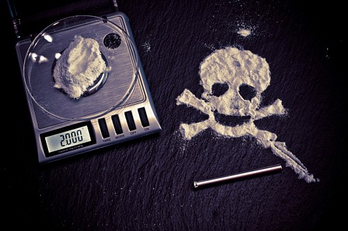 abuse Skull made of cocaine