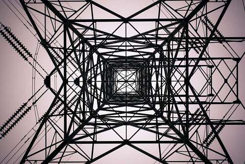 step Geometric shape of a high-tension tower seen from below