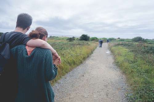 Romantic hike through the countryside