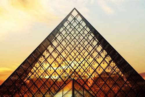 Louvre museum with the famous glass pyramid 