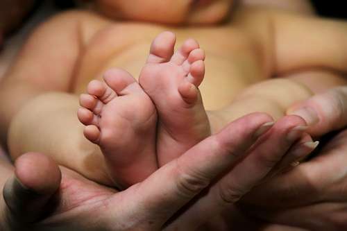 Close-up of newborn feet