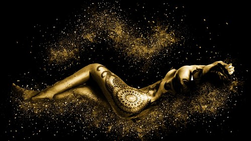 Sensual woman with tattoos for wallpaper