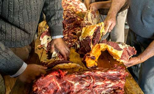 part-of Argentine Gauchos Butchering a Beef