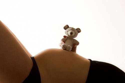 pregnancy Pregnant woman with teddy bear