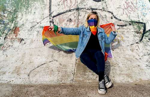 sex-symbol Young woman with LGBT flag