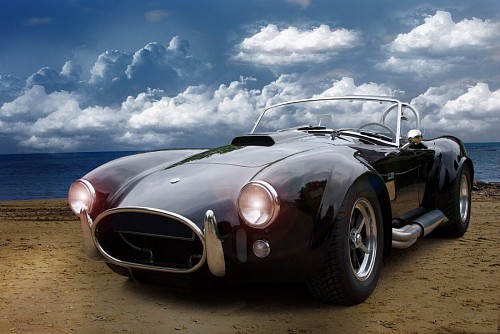 grid-pattern Classic Cobra Black Wallpaper Car