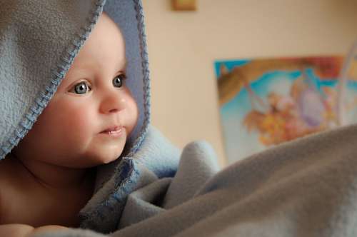 quiet Blue eyed baby