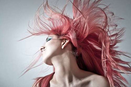 Woman with pink hair