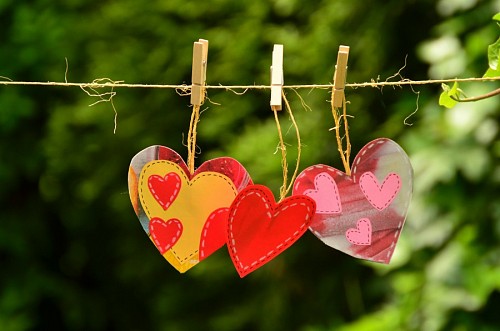feelings Decoration of hearts on the rope