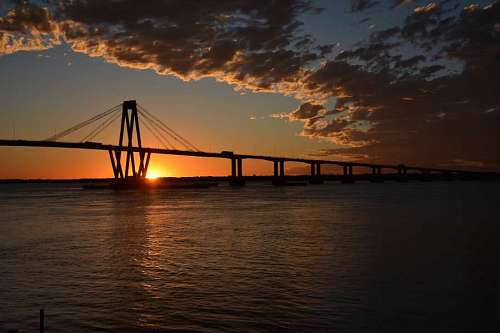 Bridge over the Paraná River in Argentina at Sunset