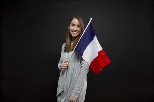 pouring Woman with French flag