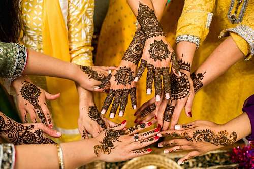 ceremonial Painted women's hands in India