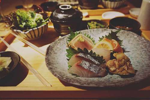 seafood Sushi plate in a restaurant
