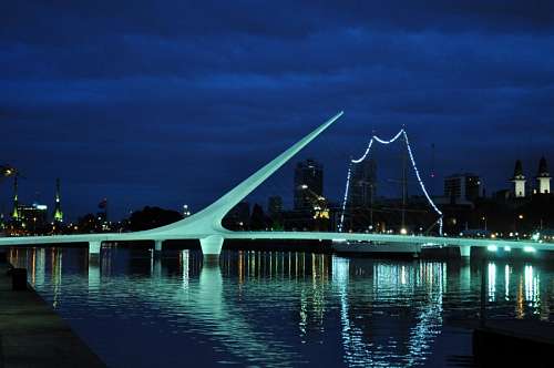 Women's Bridge in Puerto Madero, Buenos Aires at night