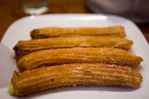 Plate with fried churros