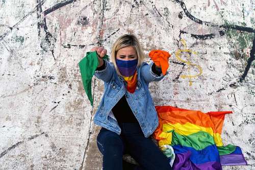 sex-symbol Young woman with LGBT flag
