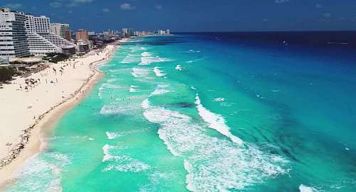 mexico-culture horizontal view of the beautiful beaches of Cancun, Mexico, Caribbean