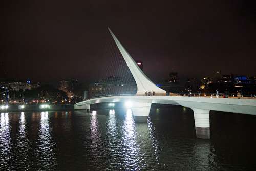 Bridge of the Woman (Puente De La Mujer) by night, Buenos Aires, Argentina