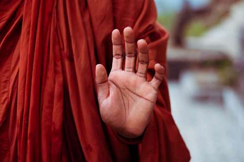 Buddhist monk hand