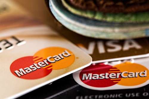 paying-in-store close-up of different credit cards