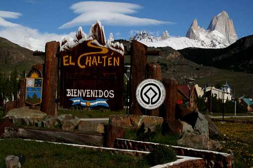 spot-lit El Chalten village at Santa Cruz Province, in Argentina
