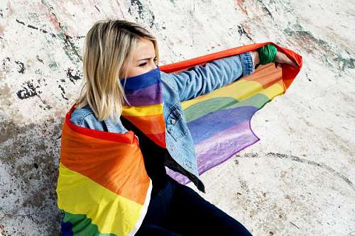 sex-symbol Young woman with LGBT flag