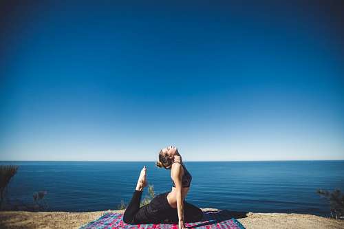 stretch-mark Woman doing yoga exersices