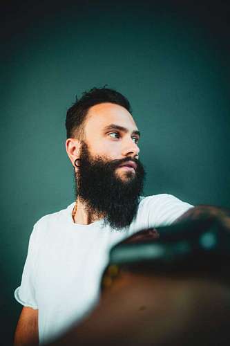 Portrait of a young man with long beard