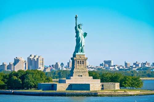 View of New York City and Statue of Liberty