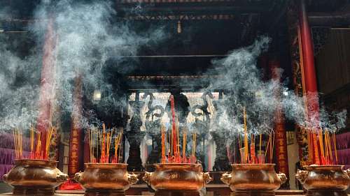 buddhist Incense burning in a Buddhist temple