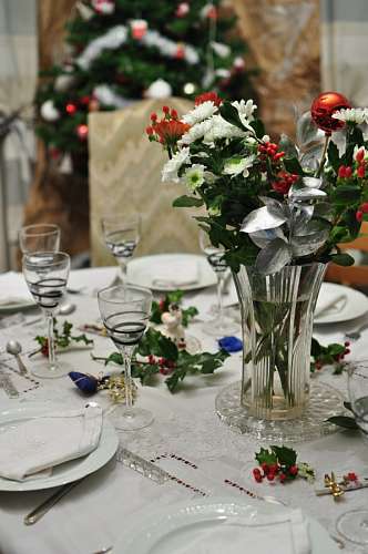 ornamental-gate table, christmas, served, served, interior, meal, 