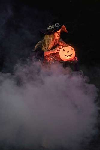 Witch with Pumpkin on Halloween