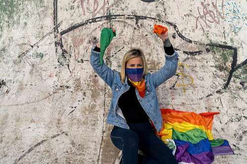sex-symbol Young woman with LGBT flag