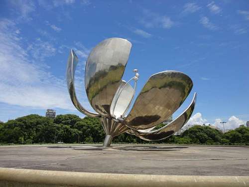 Floralis Generica, a famous touristic monument in Recoleta, Buenos Aires, Argentina
