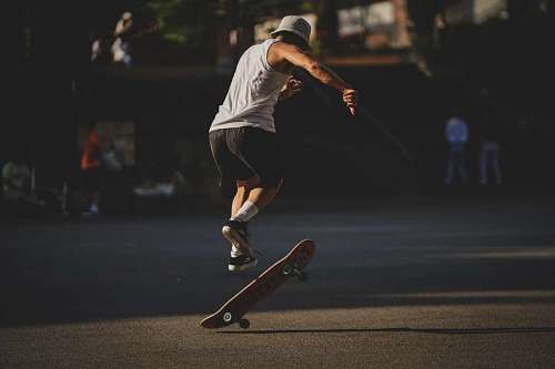 practice Man jumping on skateboard