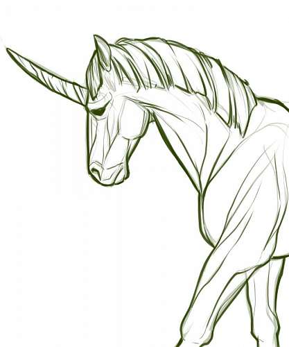 Drawing of unicorn in pencil