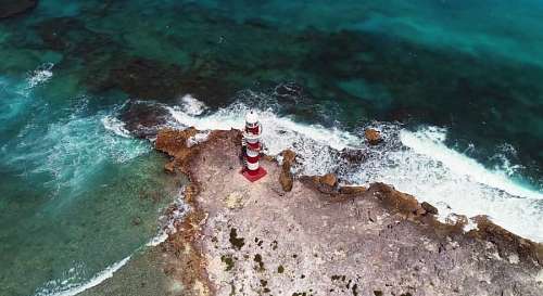 Aerial view of a lighthouse in Cancun, Mexico, Caribbean