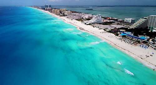 beautiful landscape of the coast in Cancun, Mexico, Caribbean