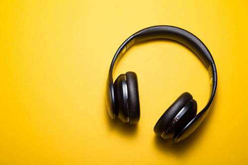 headset Headphones on yellow background