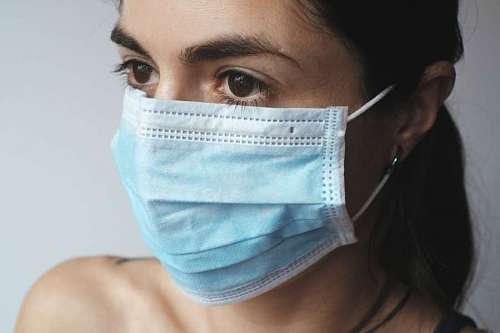 closeup of a woman with a chinstrap for protection