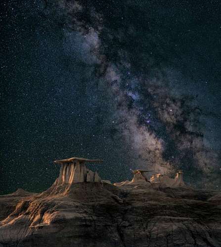 Night landscape with the milky way in the background